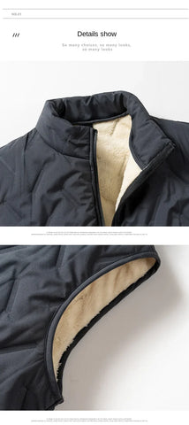 Autumn and winter fashion men's cotton vest jacket casual multifunctional plus size warm standing collar sleeveless men's top - Zen Fit Plus