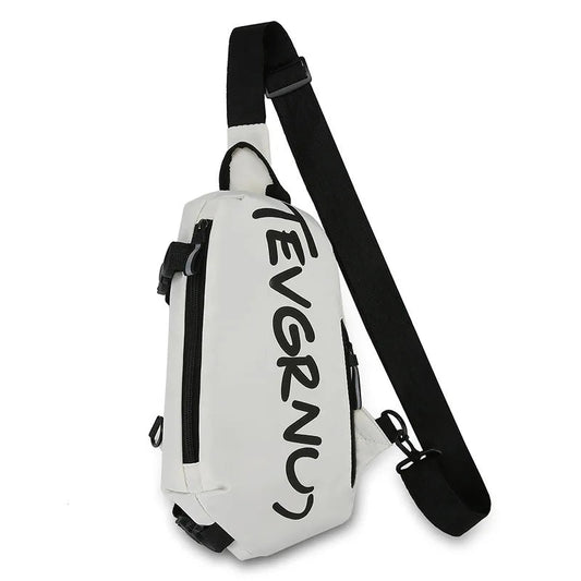 Men's Black Chest Bag Waterproof Nylon Letter Print Women White Crossbody Shoulder Bag Sports Couple Hiking Small Backpack Packs Zen fit plus