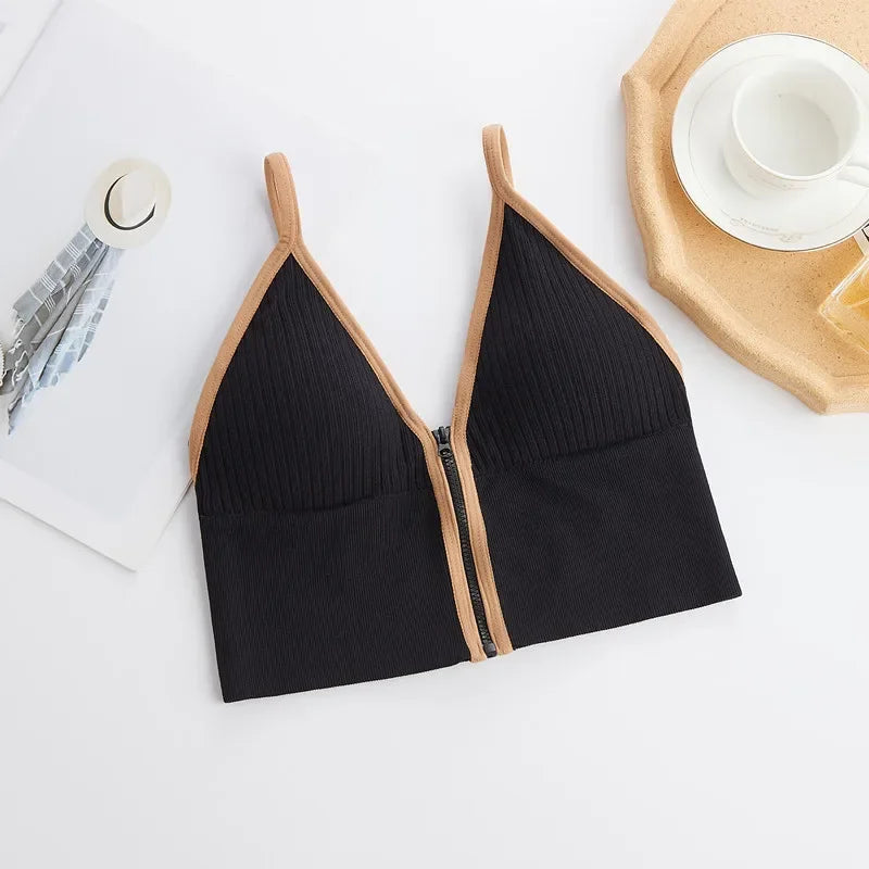 Women Crop Tops Sexy Solid Color Camisole Ice Silk Tube Top Seamless Sports Tank Top Wireless Underwear Padded Bra Bralette Vest Zen fit plus
