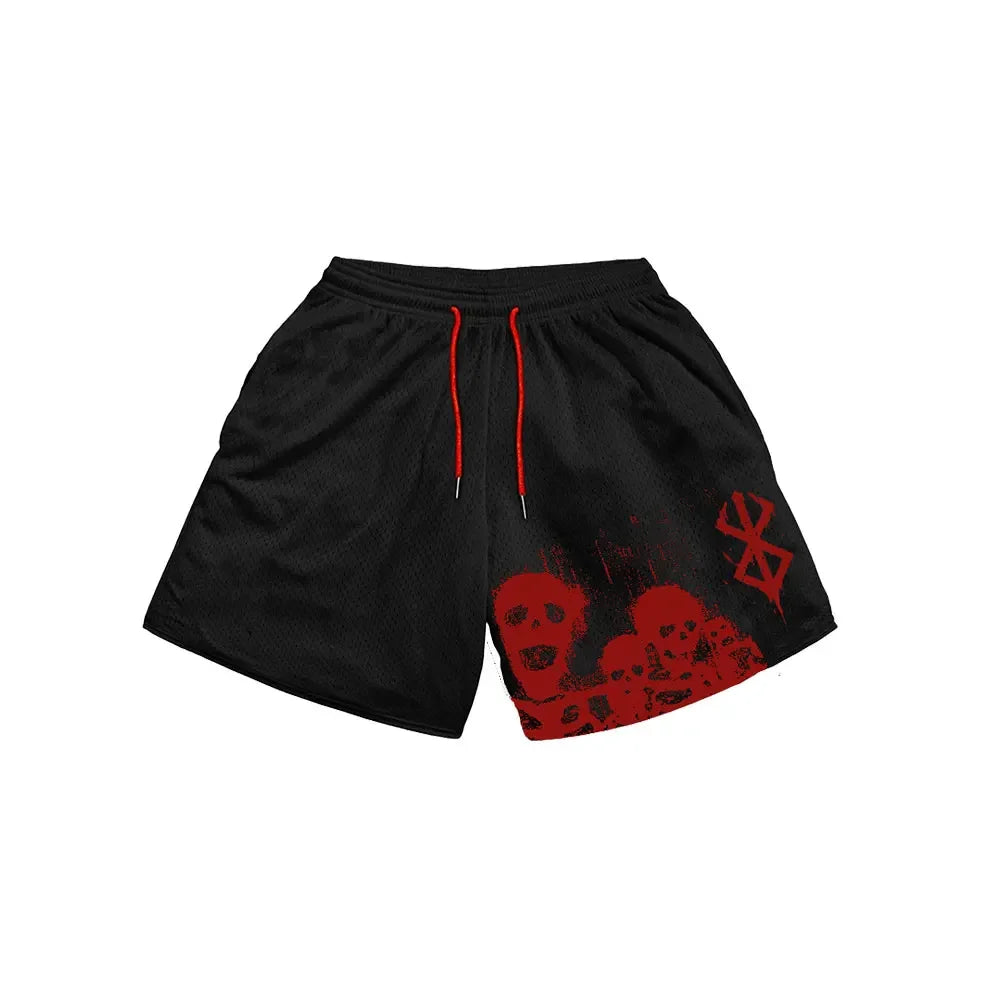 Anime Casual Shorts Men Women Manga Cartoon Sports Gym Shorts Fitness 3D Print Quick Dry Mesh Board Shorts Summer Male Zen fit plus