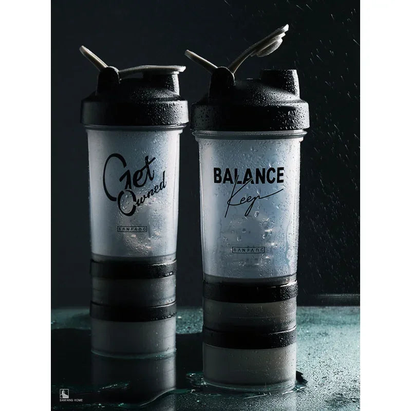 500ml Large-capacity Shaker Protein Bottle Powder Mixing Cup Portable Water Bottle Gym Sports Drinking Bottle Fitness Cup Kettle Zen fit plus