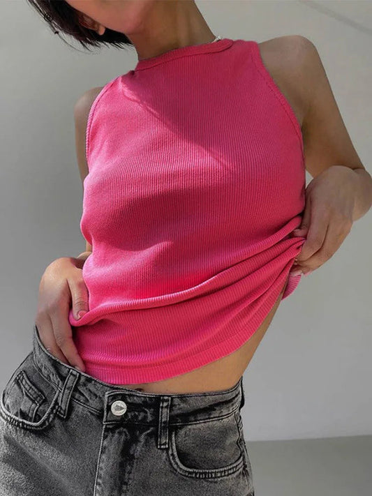 Ribbed Knitted Tops Neck Summer Basic Shirts White Black Casual Sport Vest Off Shoulder Green Women's Tank Top Zen fit plus