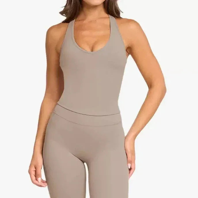 Women sexy halter halter fitness wear Yoga vest with chest pad Sports bra Sports shorts Yoga fitness clothing - Zen Fit Plus