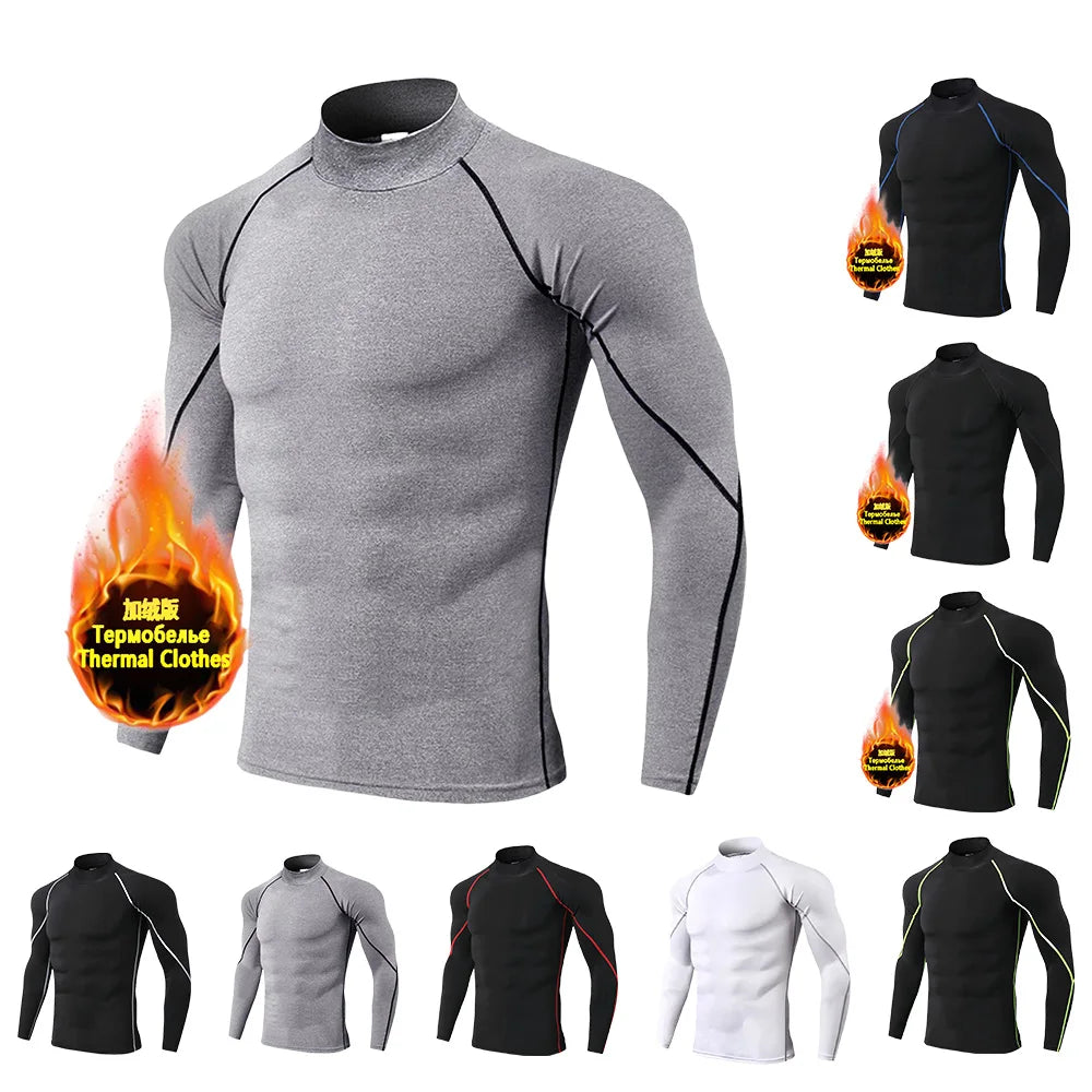 Winter Man Compression Shirt Cycling Clothing Warmth Shirt Warm Bottoming Shirt Men Compression T-Shirt Gym Sportswear 2024 New Zen fit plus
