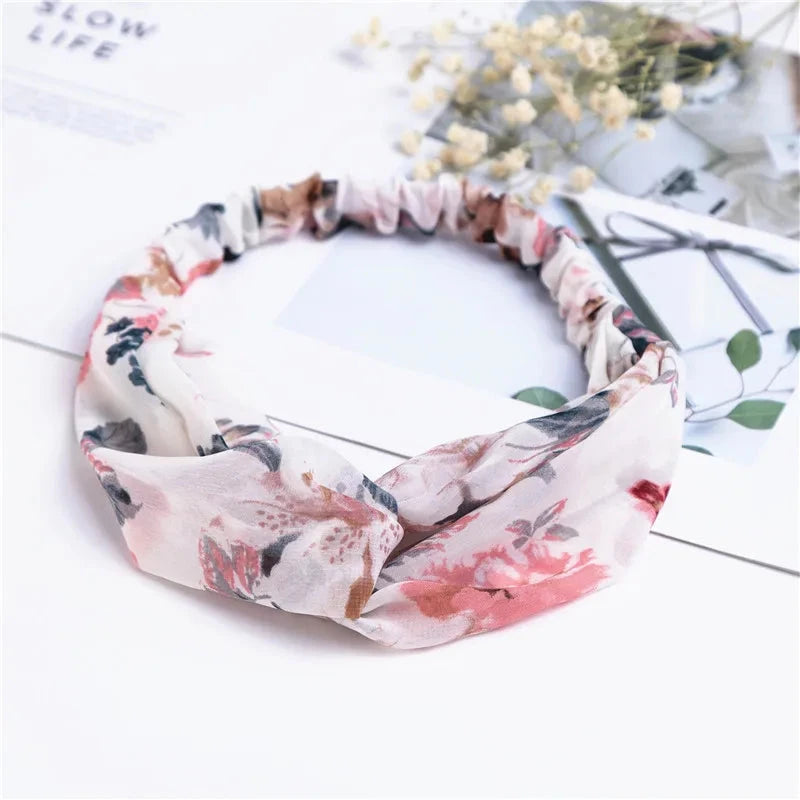Fashion Women Girls Summer Bohemian Hair Bands Print Headbands Vintage Cross Turban Bandage Bandanas HairBands Hair Accessories Zen Fit Plus