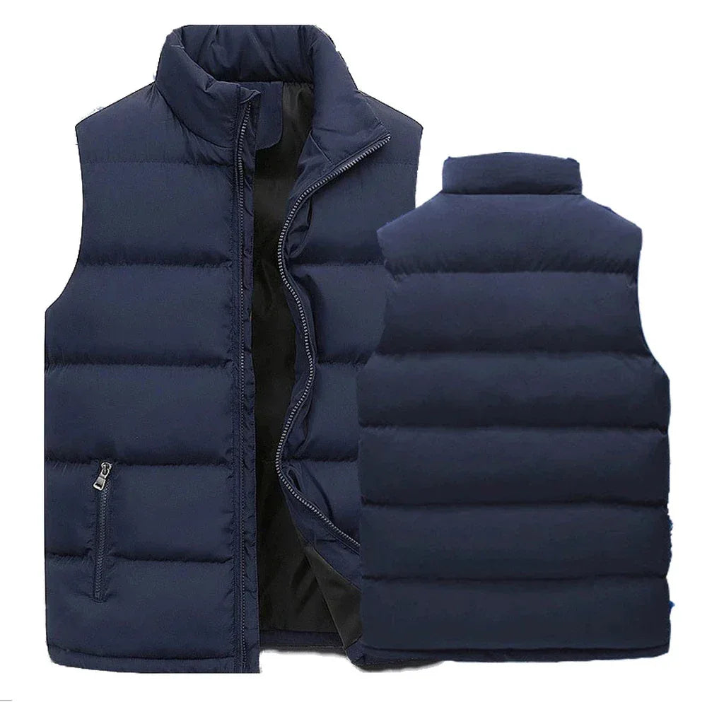 Mens Vest Jacket Warm Sleeveless Jackets Winter Waterproof Zipper Coat Autumn Stand-up Collar Casual Waistcoat Brand Clothing - Zen Fit Plus