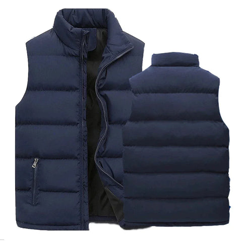 Mens Vest Jacket Warm Sleeveless Jackets Winter Waterproof Zipper Coat Autumn Stand-up Collar Casual Waistcoat Brand Clothing - Zen Fit Plus