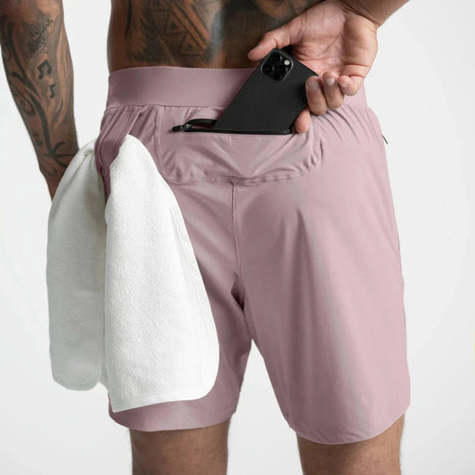 Men Quick Dry Exercise Tranning Shorts Running Fitness Basketball Sports Gym Crossfit Sweatpants with Zipper Back Phone Pouch Zen fit plus