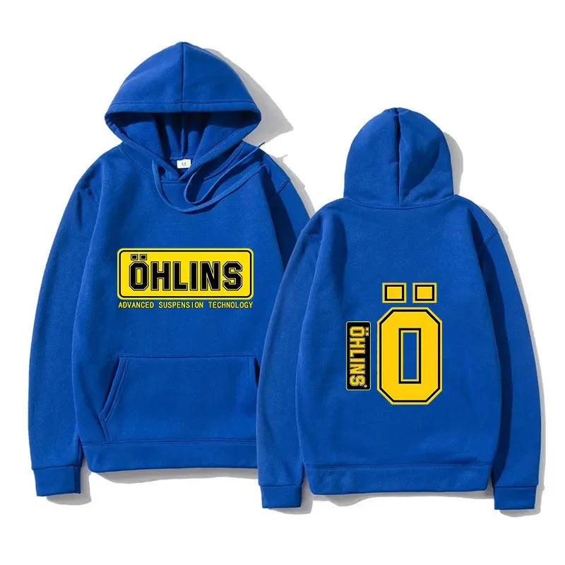 Autumn Winter Men Suspension Car Motorcycle Sport Racing Ohlins Shock Hoodies Long Sleeves Thermal Sweatshirt Ladies Unisex Zen fit plus