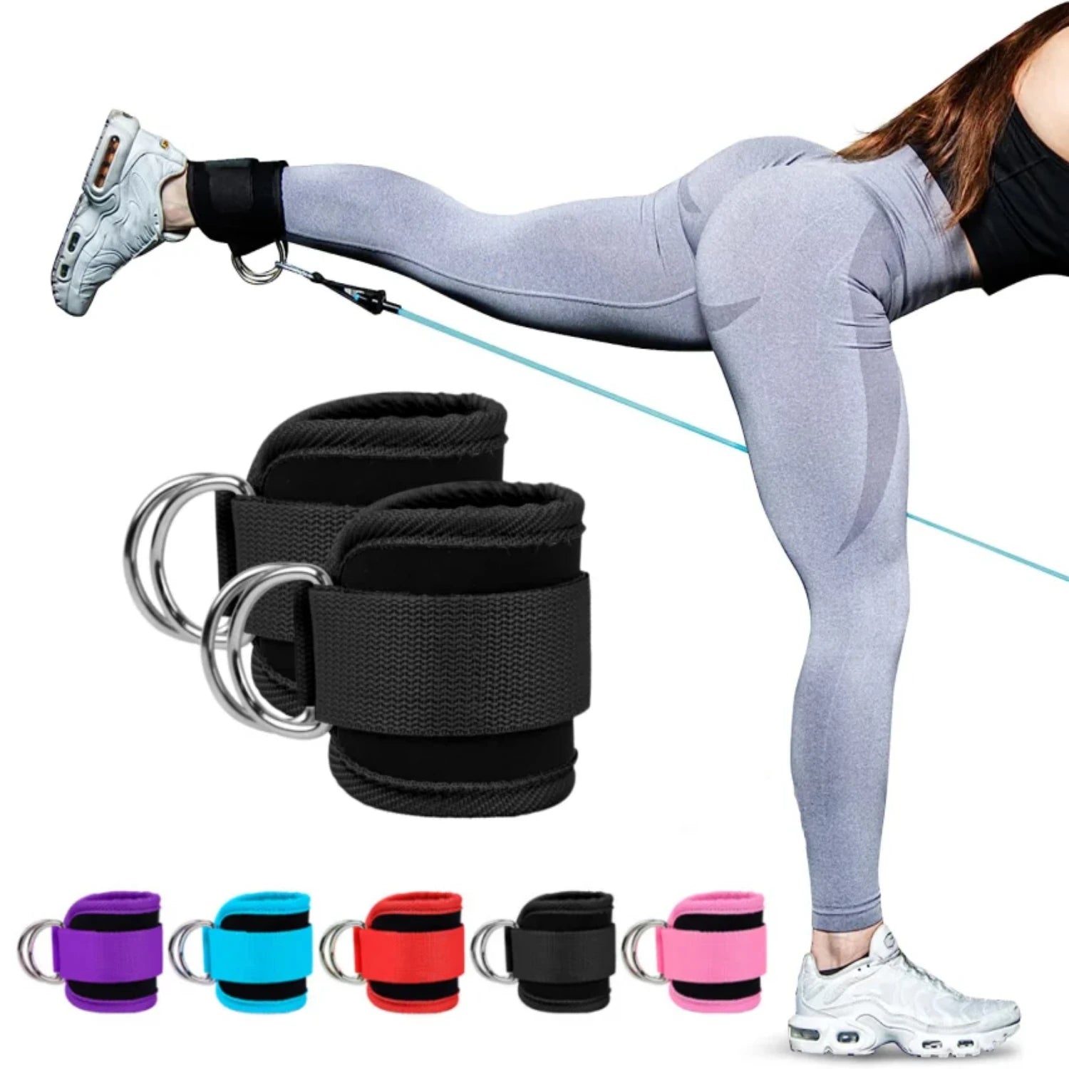 Cable Ankle Straps Double D-Ring Ankle Cuffs  Gym Workouts Glutes Legs Strength Training Brace Support Sport Safety Abductors Ab Zen fit plus