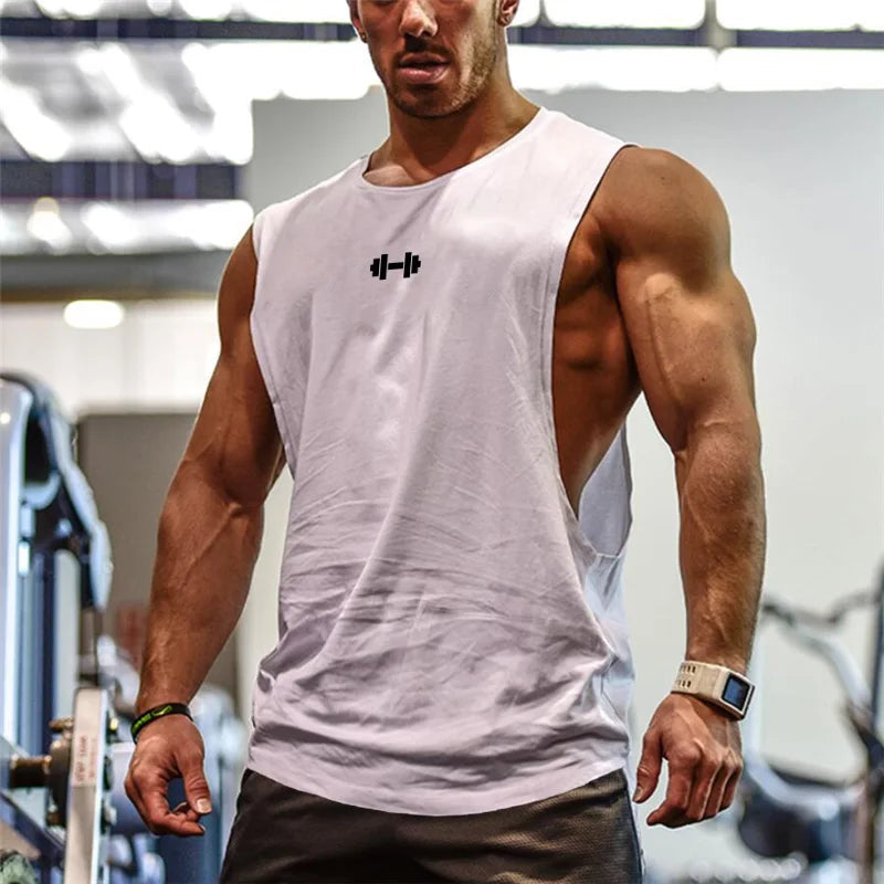Gym Fitness Training Vests Cotton Breathable Side Slits Tank Tops Mens Bodybuilding Muscle Sleeveless Singlets Workout Shirts Zen fit plus