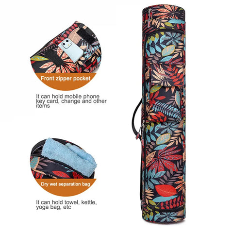 Printed Yoga Bag Exercise Mat Bag Yoga Pilates Mat Backpack Fitness Dance Gym Mat Cover Exercise Backpack Zen fit plus