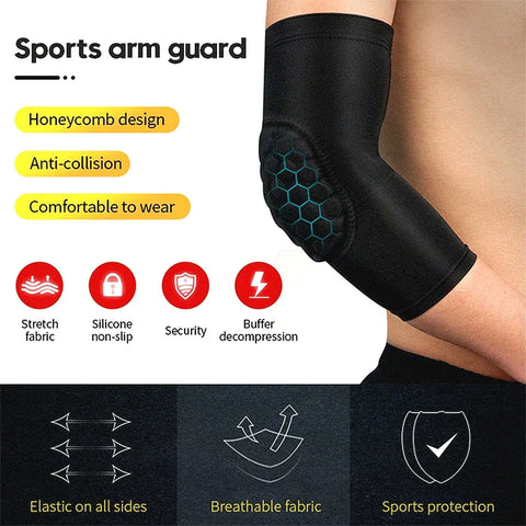 1 PC Sports Elbow Support Sleeve Honeycomb Paded Arm Joint Protector Breathbable Elbow Pads Cycling Running Basketball Arm Guard - Zen Fit Plus