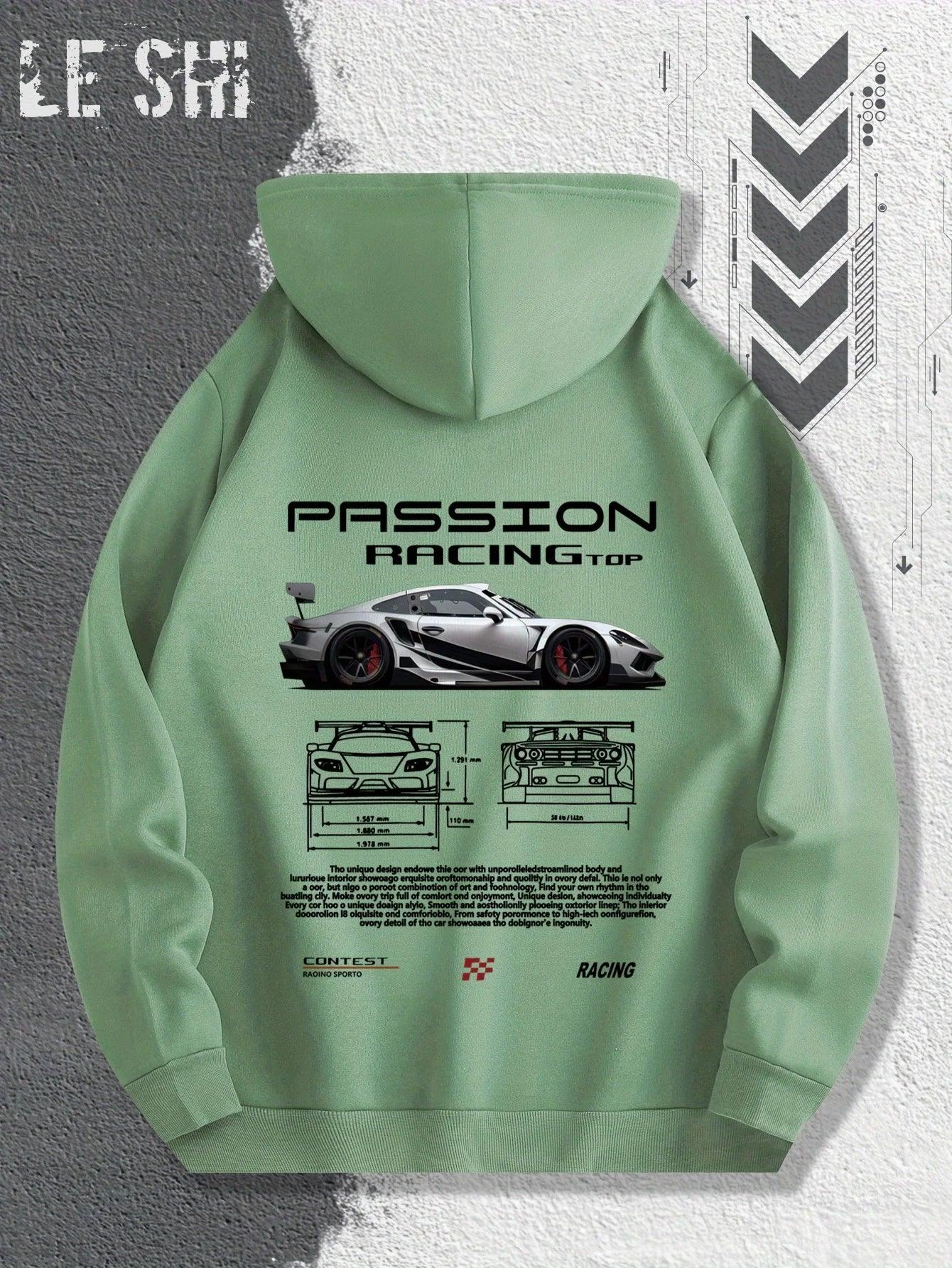 Men'S Passionate Racing Graphic Hoodie Featuring Race Cars and Sports Car Illustrations, Perfect for Everyday Wear - Zen Fit Plus