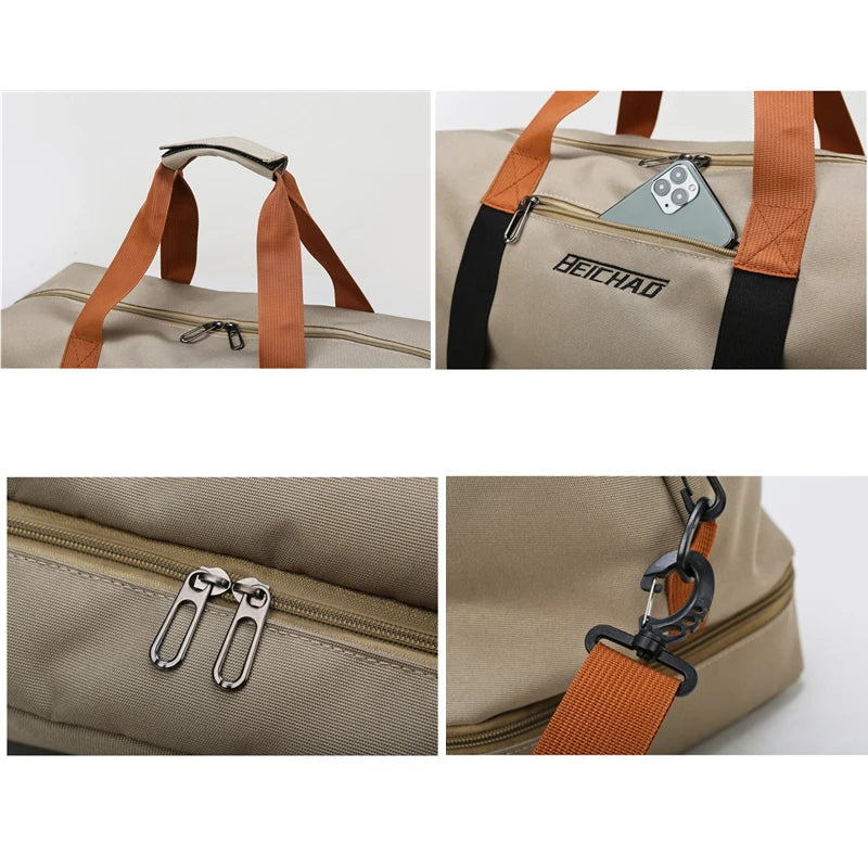 Gym Bag Travel Fitness Bag for Women Large Capacity Men's Sports Luggage bag Waterproof Female Messenger Bag Dry And Wet Handbag Zen fit plus