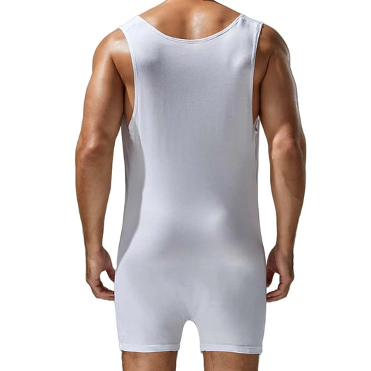 TAUWELL Men Bodysuits Undershirts Tank Tops Bodybuilding Jumpsuit Shorts One-piece Loungewear Vest Gym Fitness Singlet Zen fit plus