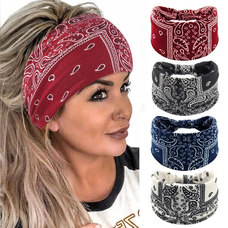 Boho Style Wide Headbands For Women Extra Large Turban Workout Headband Fashion Yoga Hair Bands Twisted Thick Hair Accessories Zen Fit Plus
