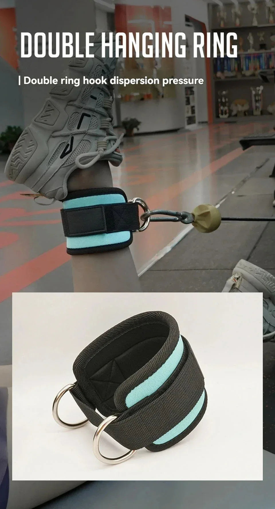 Adjustable Padded Ankle Wrist Cuffs Padded Straps D-Ring Glute Kickback for Cable Machine, Ideal for Glutes Exercises - Zen Fit Plus