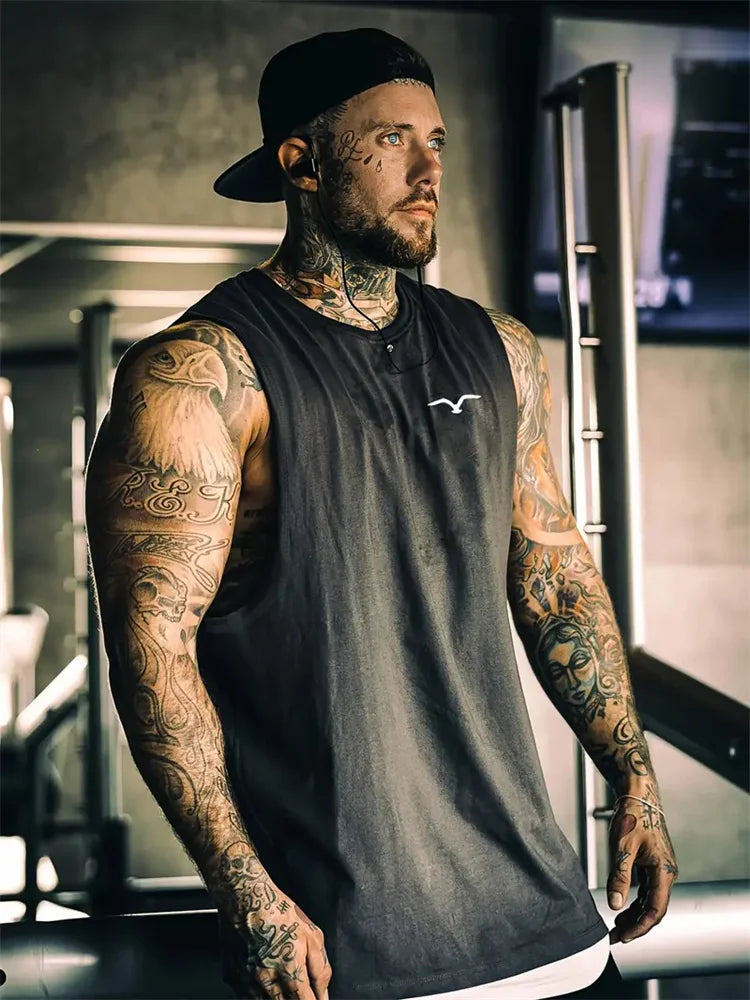 Summer New Trend Men's Pull-Over Crew Neck Vest Mesh Fitness Breathable Vest Blazer Men's Quick Drying Sweat Absorption T-Shirt Zen fit plus