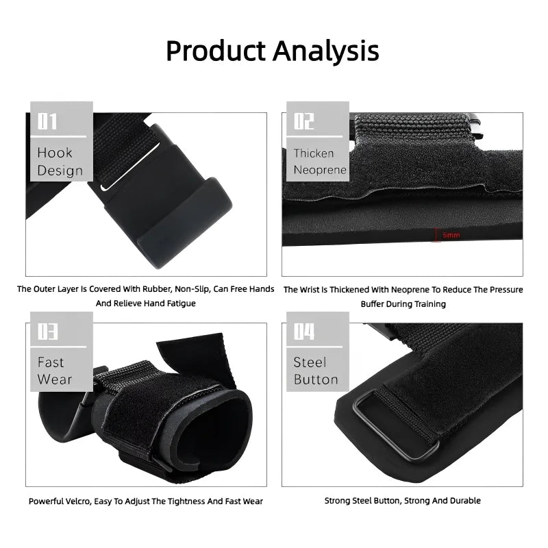 2Pcs Non-Slip Weight Lifting Hookspremium Pair Of Straps Weightlifting Deadlift Chin Pull Up And Exercise Fitness Hook Training Zen fit plus