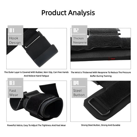 2Pcs Non-Slip Weight Lifting Hookspremium Pair Of Straps Weightlifting Deadlift Chin Pull Up And Exercise Fitness Hook Training Zen fit plus