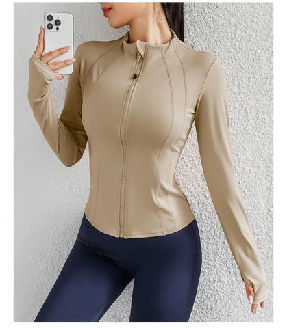 Women Yoga jacket Gym Wear zipper long sleeve fitness woman Jackets Coat - Zen Fit Plus