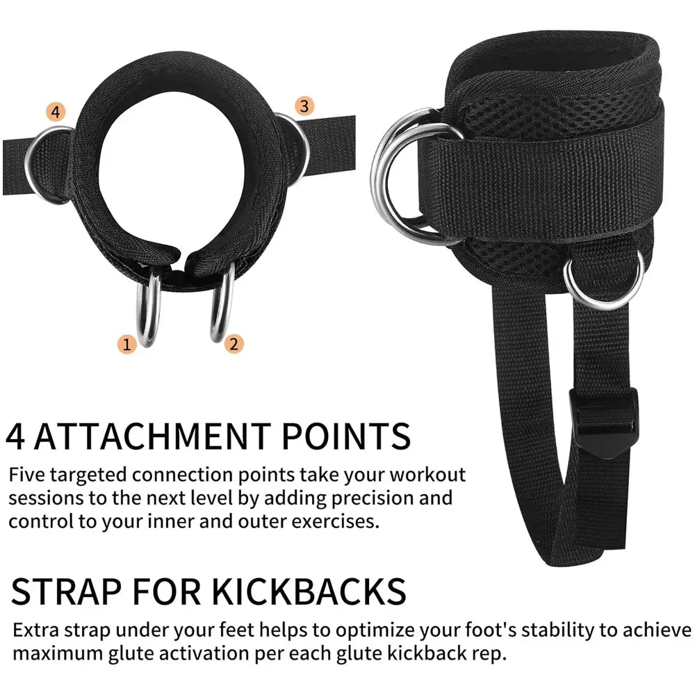 2PCS Ankle Straps for Cable Machines Kickbacks - Adjustable Comfort Ankle Cable Attachments for Gym Ankle Cuff Workout Men Women - Zen Fit Plus