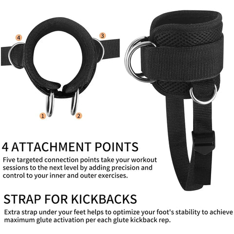 2PCS Ankle Straps for Cable Machines Kickbacks - Adjustable Comfort Ankle Cable Attachments for Gym Ankle Cuff Workout Men Women - Zen Fit Plus