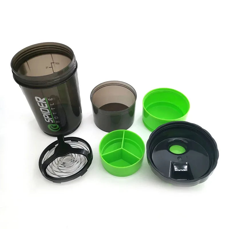 3 Layers Shaker Protein Bottle Powder Shake Cup Large Capacity Water Bottle Plastic Mixing Cup Body-Building Exercise Bottle - Zen Fit Plus