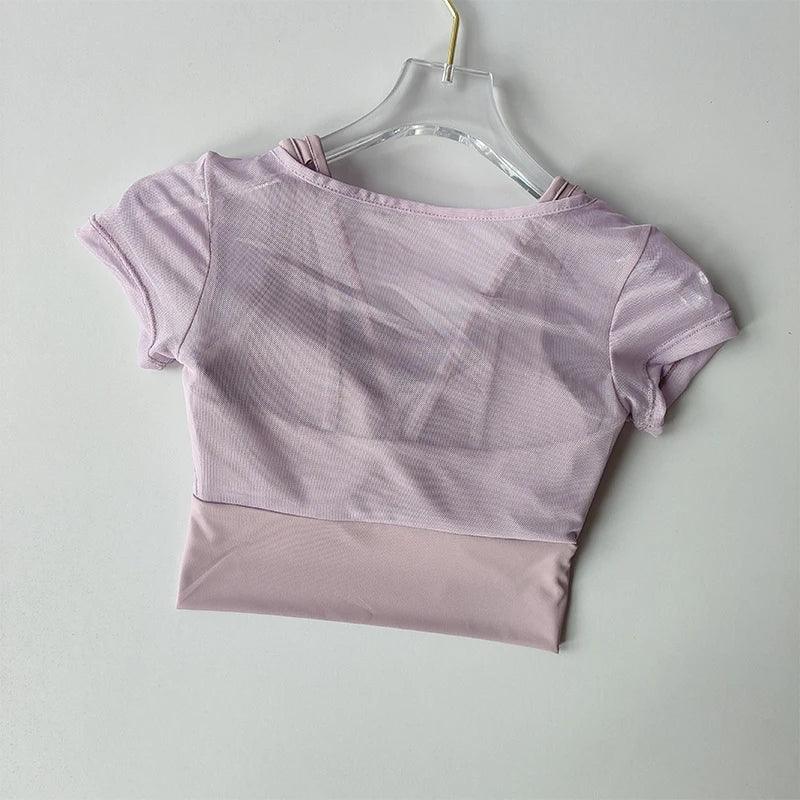 Women's Pilates Training Fitness Suit Chest Cushion Yoga Suit Top Quick Drying High-end Feeling Sports Short Sleeved Breathable - Zen Fit Plus