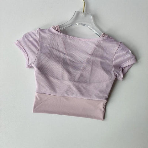 Women's Pilates Training Fitness Suit Chest Cushion Yoga Suit Top Quick Drying High-end Feeling Sports Short Sleeved Breathable - Zen Fit Plus