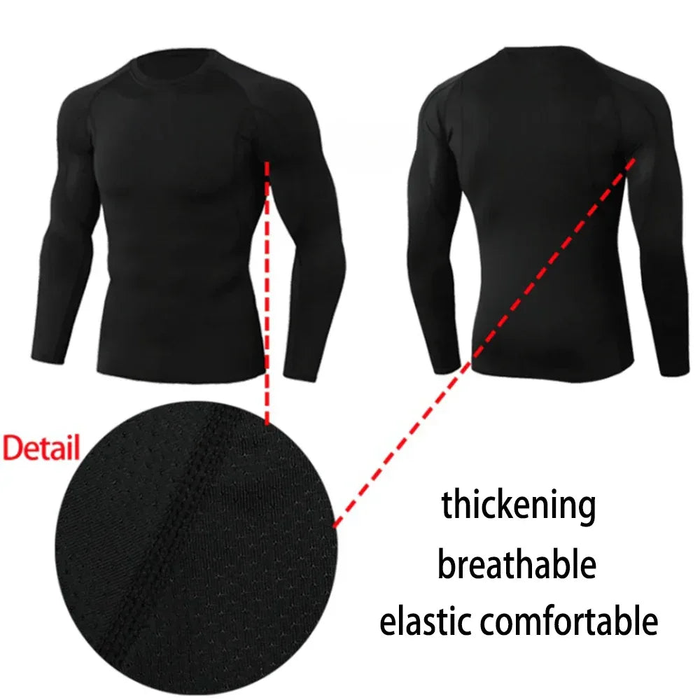 Winter Man Compression Shirt Cycling Clothing Warmth Shirt Warm Bottoming Shirt Men Compression T-Shirt Gym Sportswear 2024 New - Zen Fit Plus