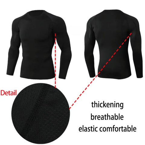 Winter Man Compression Shirt Cycling Clothing Warmth Shirt Warm Bottoming Shirt Men Compression T-Shirt Gym Sportswear 2024 New - Zen Fit Plus