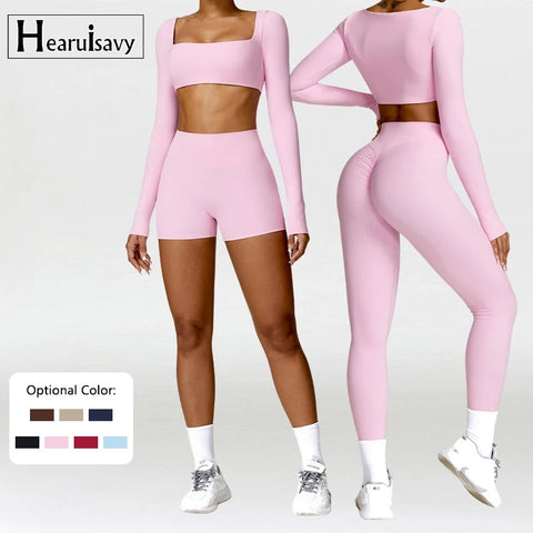 2PCS Yoga Suit Sports Set Women Quick-Drying Gym Set Women Tracksuit Running Workout Long Sleeve Sports Shirt Yoga Clothing Zen fit plus
