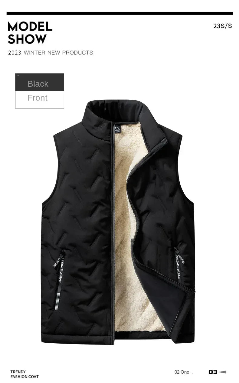 Autumn and winter fashion men's cotton vest jacket casual multifunctional plus size warm standing collar sleeveless men's top - Zen Fit Plus