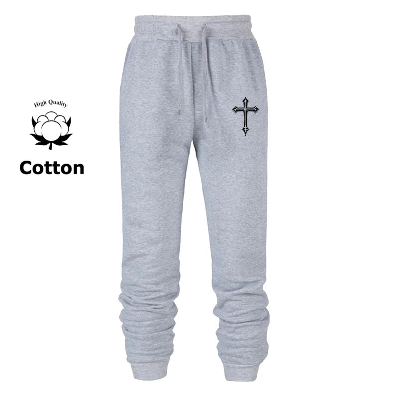 Cross Print Sweatpants for Men Christian Athletic Running Joggers Trackpants Autumn Winter Warm Cozy Fleece Lined Pants Trousers Zen fit plus