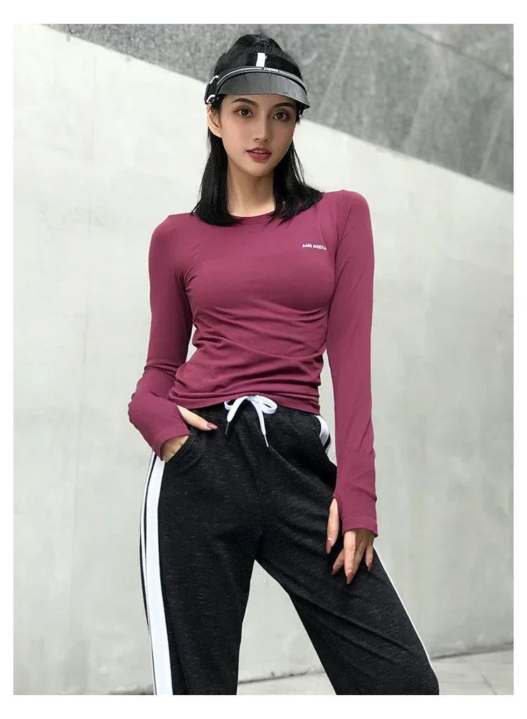 Fitness Tops Women Tight Sports Long Sleeve Yoga Clothing Running Training Clothes Gym Workout Shirt Comfortable Training Cloth - Zen Fit Plus