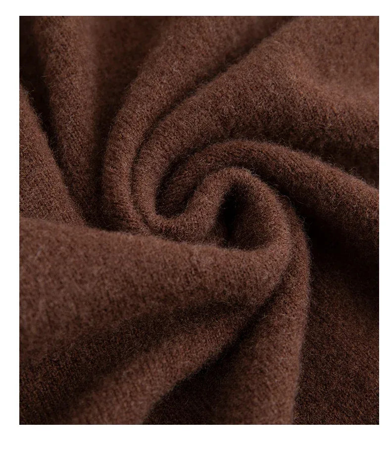 New Fashion Men's 100% Wool Pullover Half-high Collar Sweater Autumn Winter Warm Solid Color Knit Sweater Business Casual Top - Zen Fit Plus