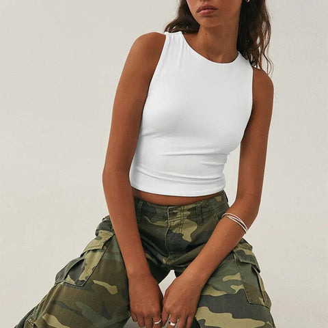 Summer Women Solid Sleeveless Sports Vest Sexy and Fashionable Slim Fit Round Neck Vest Running Sports Yoga Fitness Top Zen fit plus