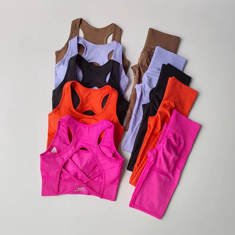 Women's tracksuit Fitness Suit Yoga Sets Sportswear Workout Sports Bra+High Waist Leggings Gym Clothing Seamless Sports Suits Zen fit plus