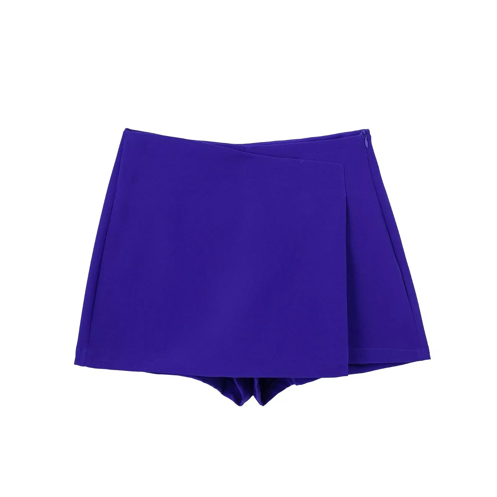 Willshela Women Fashion Solid Asymmetrical Side Zipper Skirts Shorts Vintage High Waist Female Chic Lady Shorts Zen fit plus
