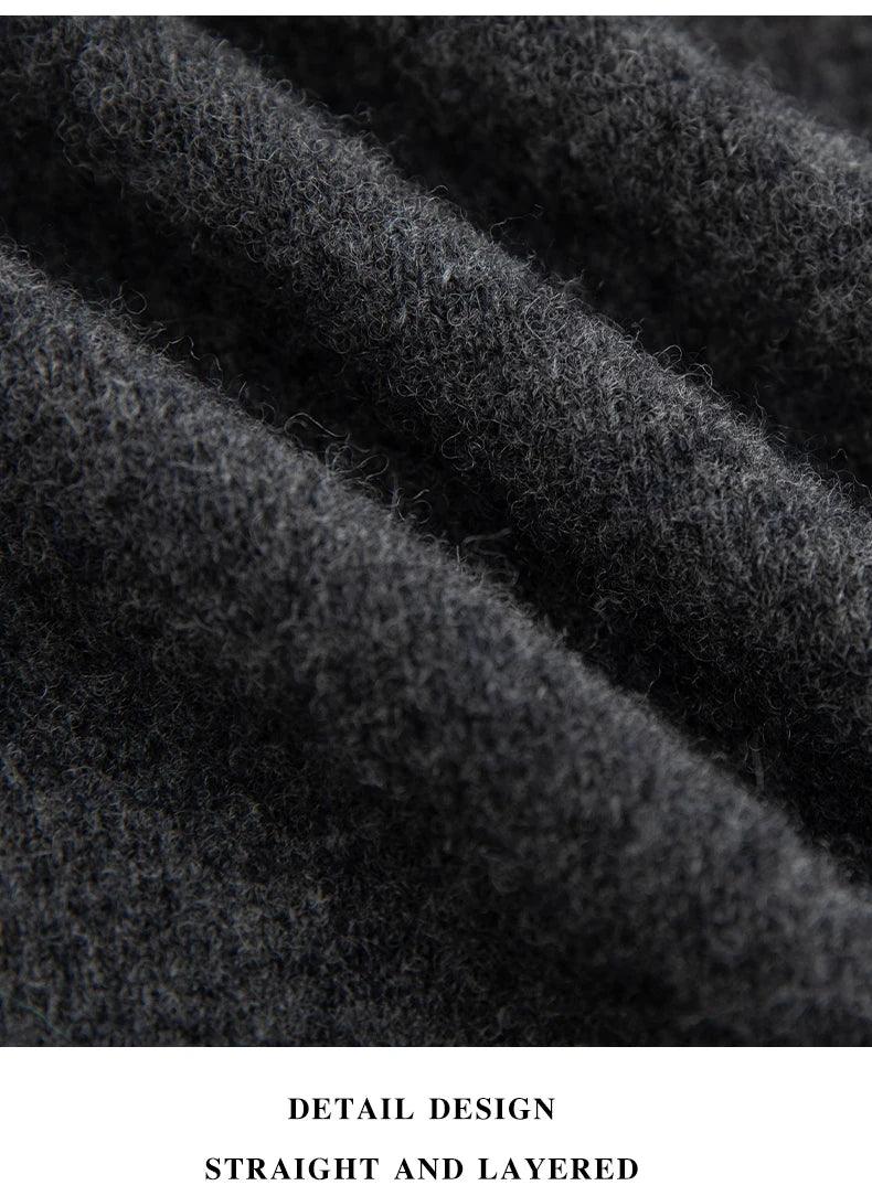 New Fashion Men's 100% Wool Pullover Half-high Collar Sweater Autumn Winter Warm Solid Color Knit Sweater Business Casual Top - Zen Fit Plus