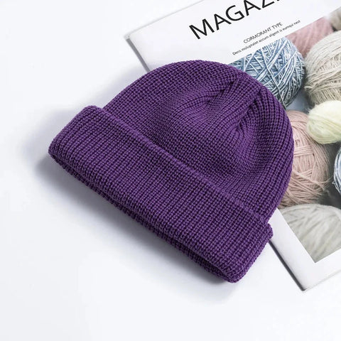 Knitted Hat for Men & Women Caps Wool Fashion Simple Warm Skullies Beanies Solid Autumn Winter Beanie Cap Trendy Style Zen Fit Plus