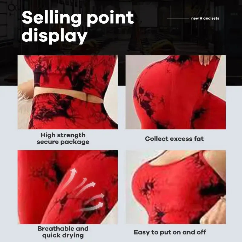 Tie Dye Yoga Women's Tracksuit Fitness Yoga Sets Sportswear Workout Bra+High Waist Leggings Gym Clothing Seamless Sports Suits Zen fit plus