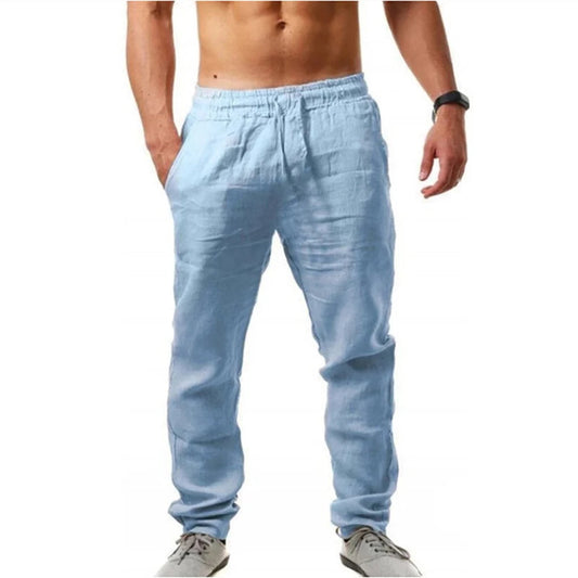 Men's Lightweight Long Pants Summer Solid Color Breathable Loose Trousers Male Elastic Waist Casual Pants Harajuku Trousers Zen fit plus