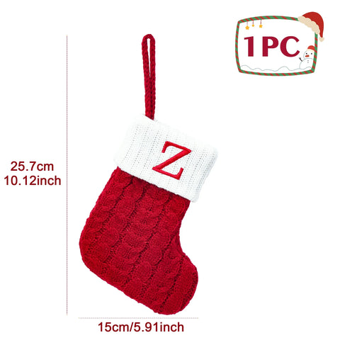 Christmas Socks Knitting Snowflake Letter Stocking Christmas Decoration 2025 For Home Xmas Tree Ornament Gift Navidad Natal 2026 - Zen Fit Plus