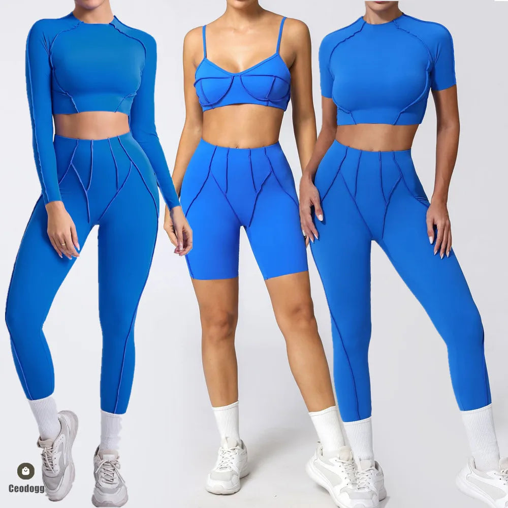 2025 Women Nude Straps Yoga Sets Squat Proof Sports Bra Workout High Waist Leggings Fitness Pant Female Active Wear Suits Zen fit plus