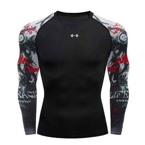 Gym Compression Dry Fit Men's Long Sleeves Fitness T-shirt Spring And Autumn Outdoor Sports Running Tees Sportswear Tops T-shirt - Zen Fit Plus