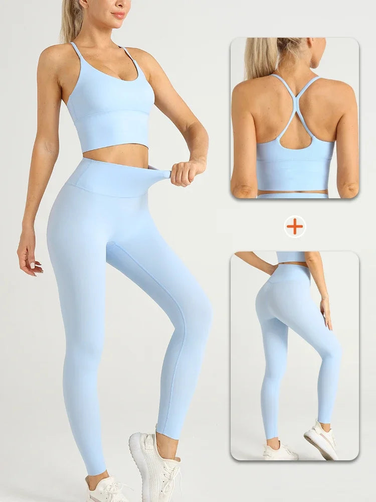 2 Piece Yoga Clothes Women's Tracksuit Athletic Wear Pilates Fitness Suit Gym Workout Push Up Clothes Sports Bra Leggings Suit Zen fit plus