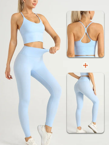 2 Piece Yoga Clothes Women's Tracksuit Athletic Wear Pilates Fitness Suit Gym Workout Push Up Clothes Sports Bra Leggings Suit Zen fit plus